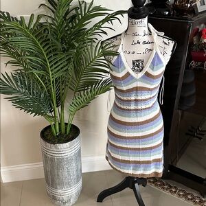 Ash Multicolor Striped Halter Dress